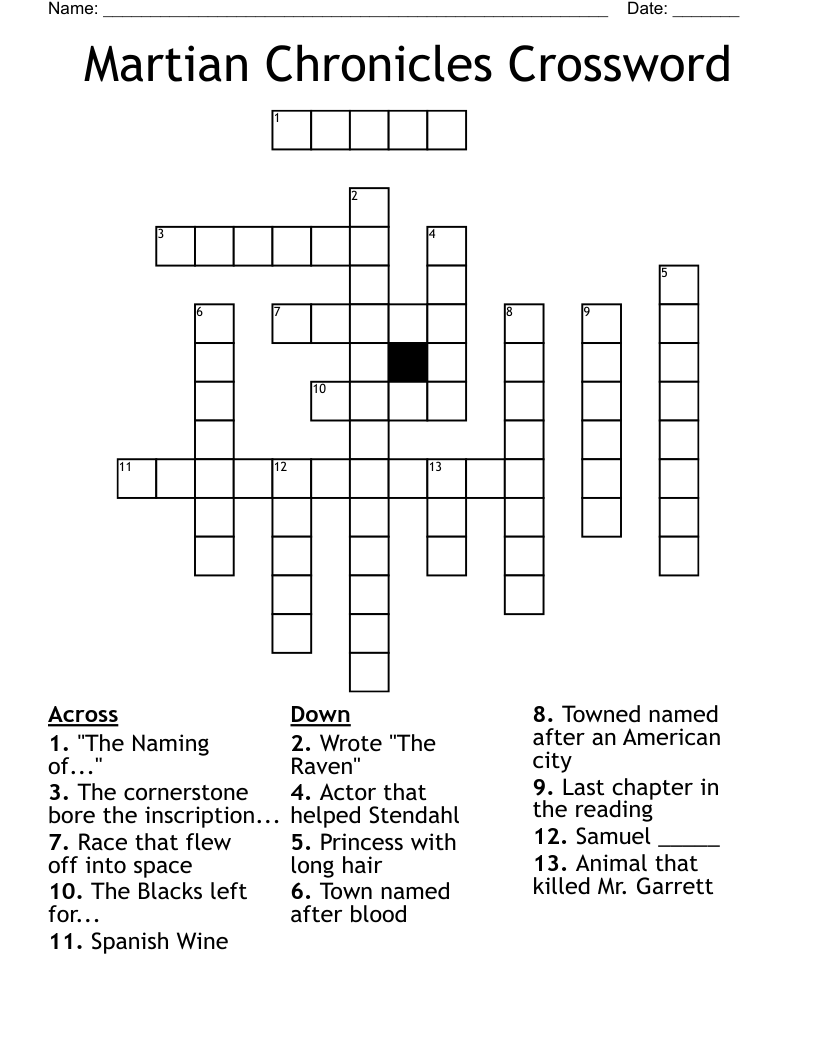 Martian Chronicles Crossword