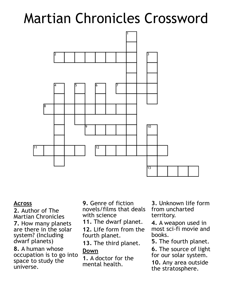 Martian Chronicles Crossword