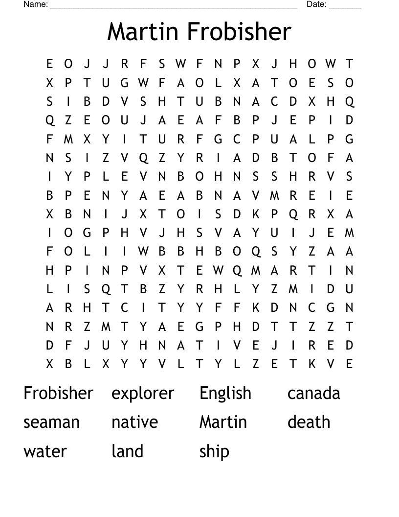 Martin Frobisher Word Search