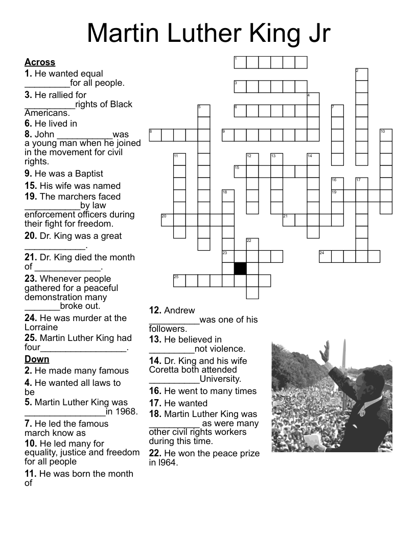 Martin Luther King Jr Crossword