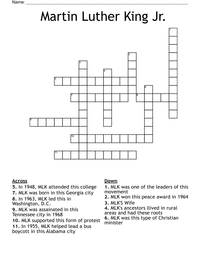 Martin Luther King Jr. Crossword