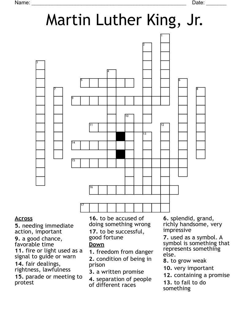 Martin Luther King, Jr. Crossword
