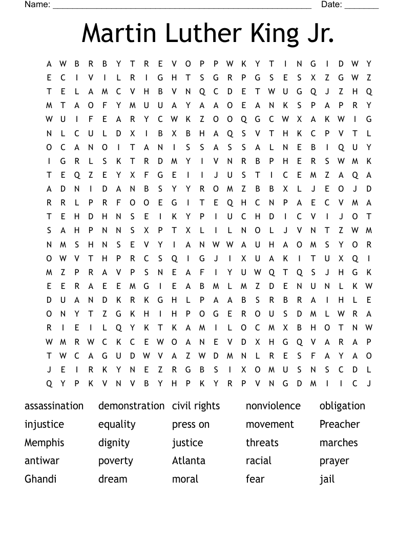 Martin Luther King Jr. Word Search