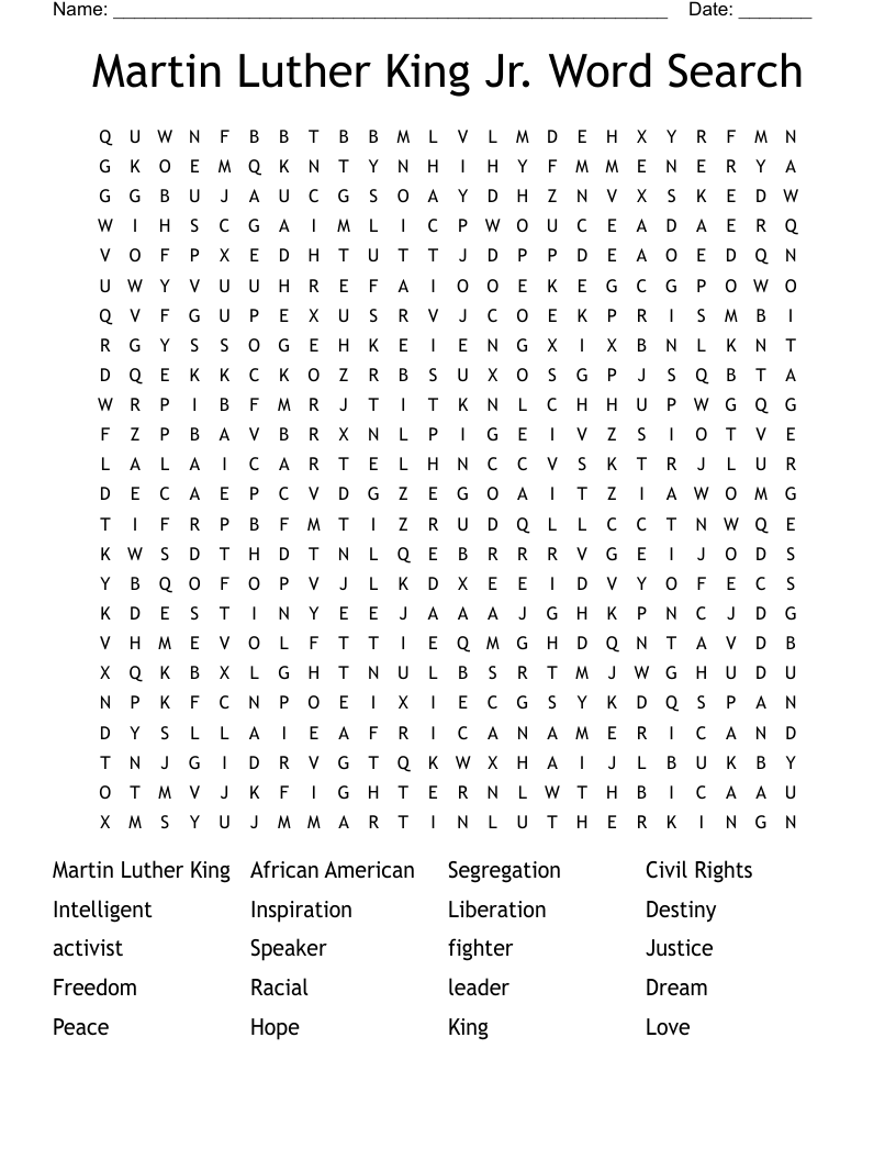 Martin Luther King Jr. Word Search