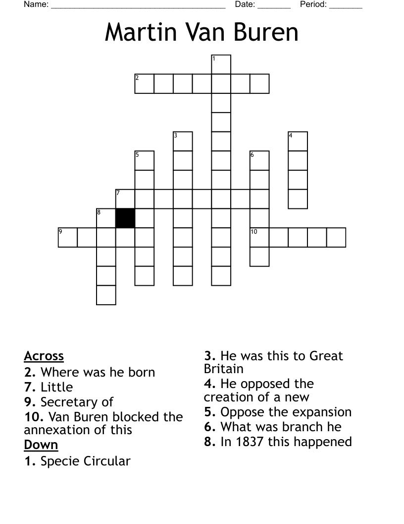 Martin Van Buren Crossword