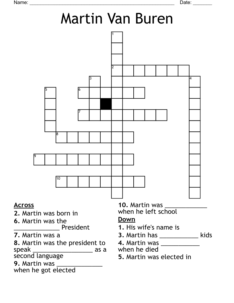 Martin Van Buren Crossword