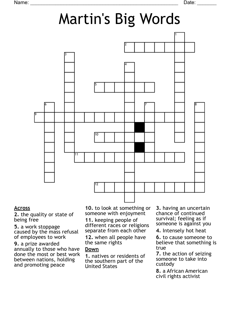 Martin's Big Words  Crossword