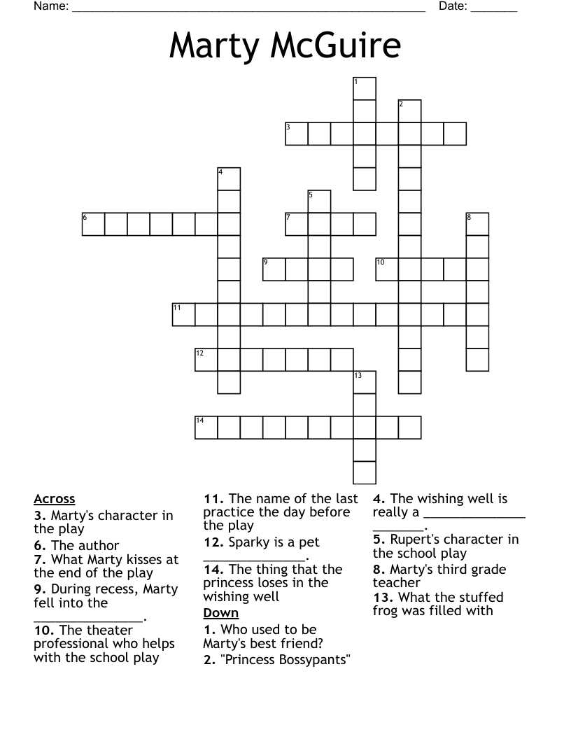 Marty McGuire Crossword