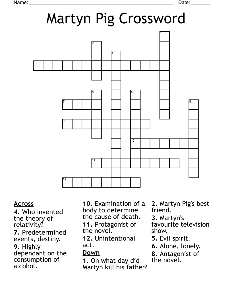 Martyn Pig Crossword