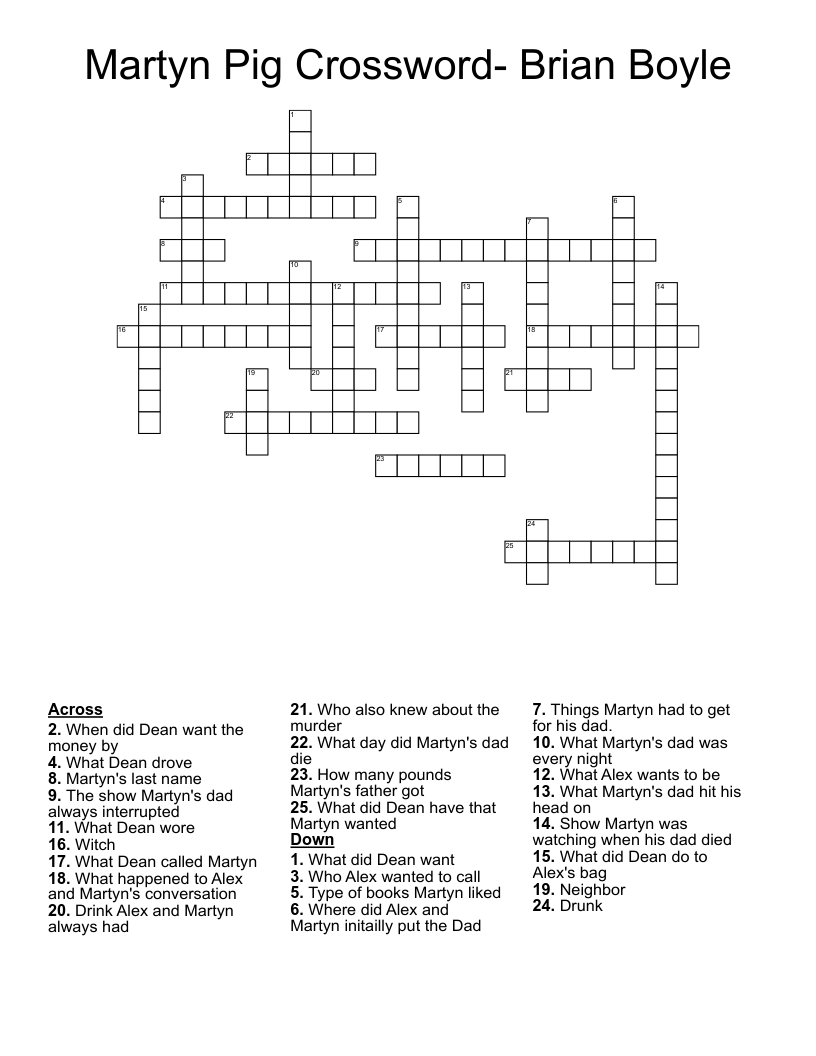 Martyn Pig Crossword- Brian Boyle