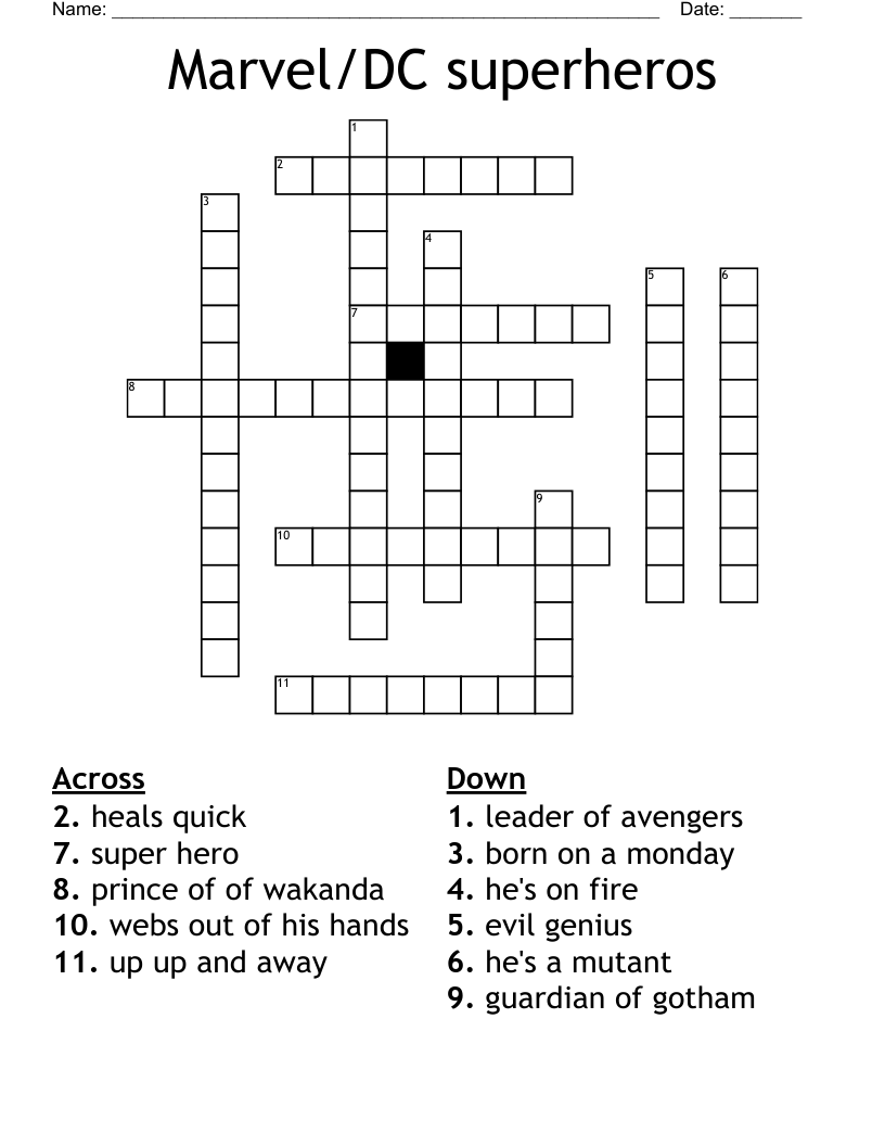 Marvel/DC superheros Crossword