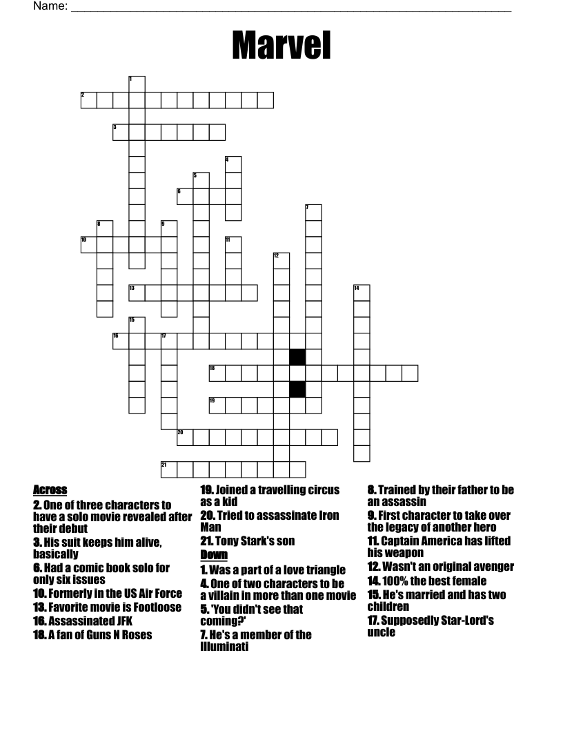 Marvel Crossword