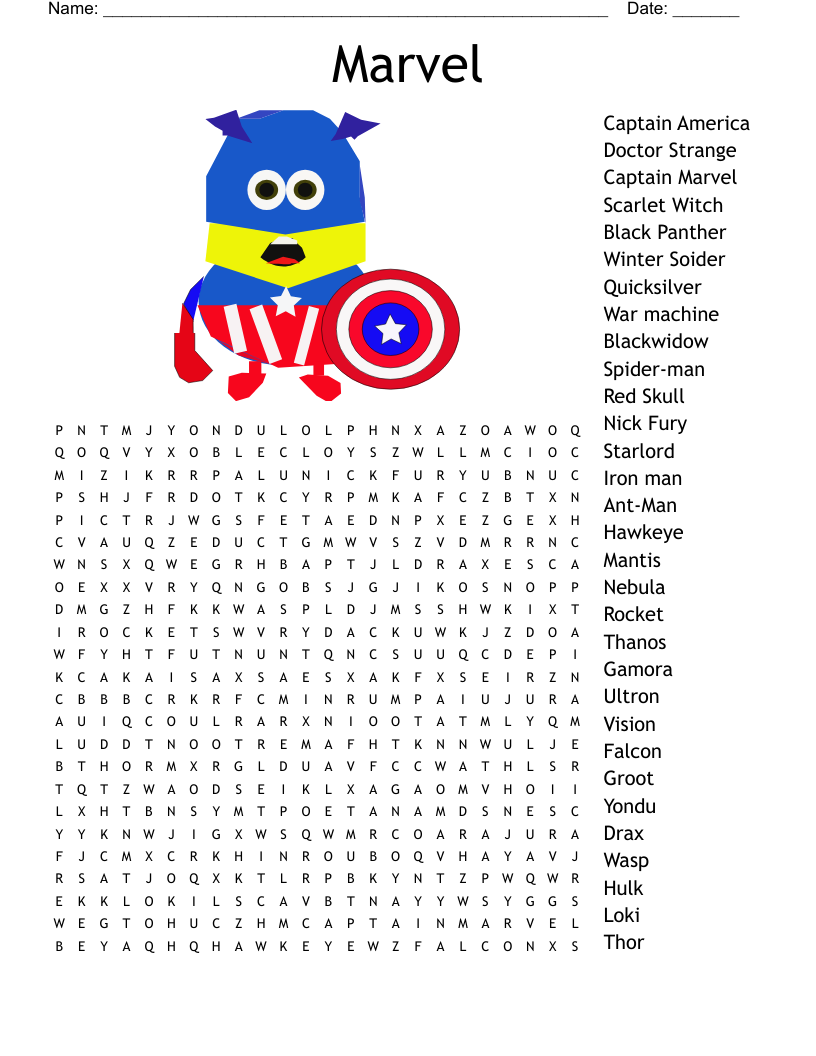 Marvel Word Search