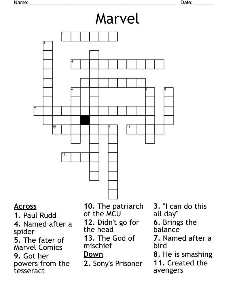 Marvel Crossword