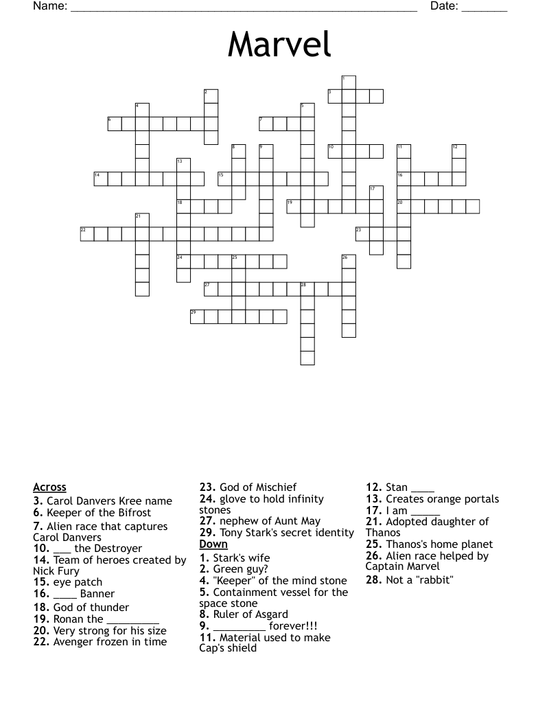 Marvel Crossword