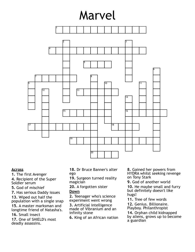 Marvel Crossword