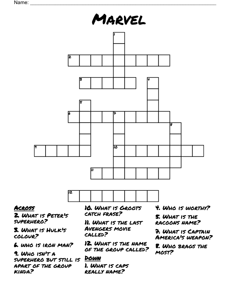 Marvel Crossword
