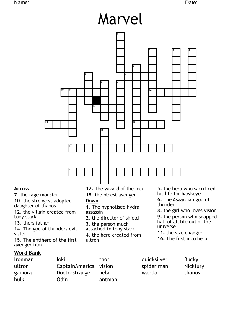 Marvel Crossword