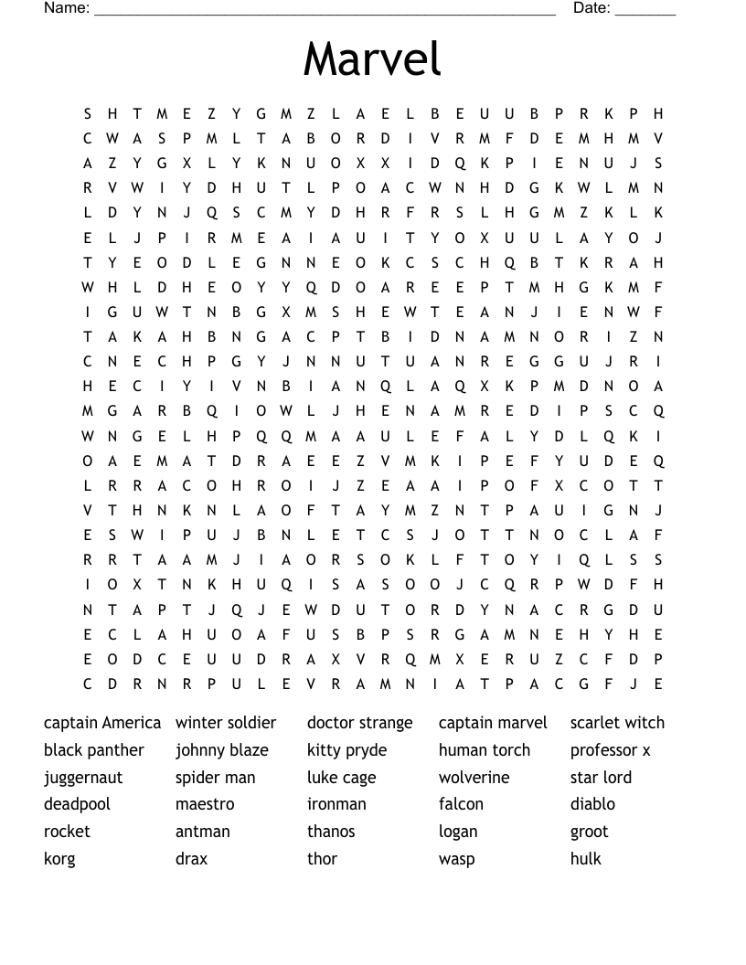 Marvel Word Search