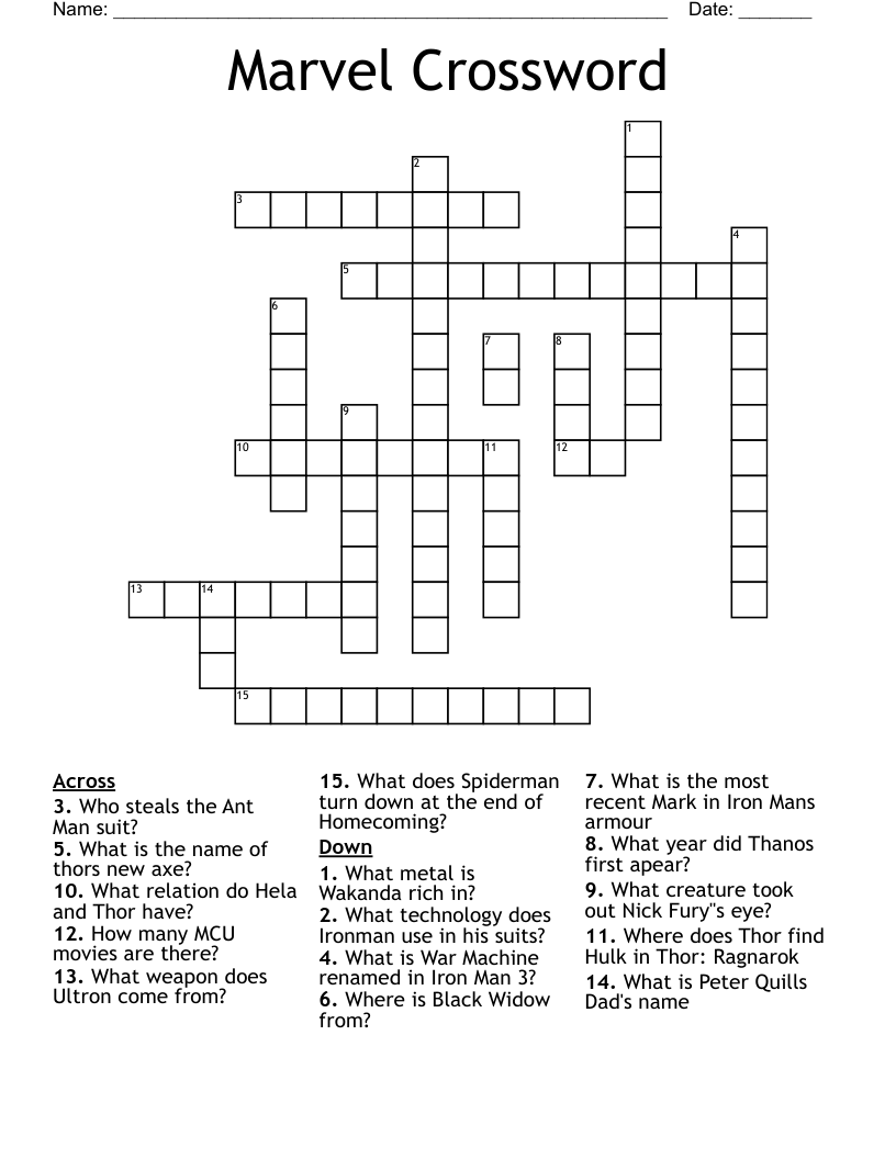 Marvel Crossword