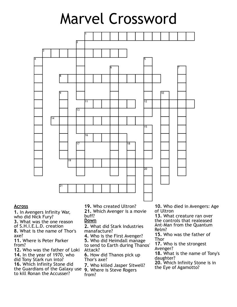 Marvel Crossword