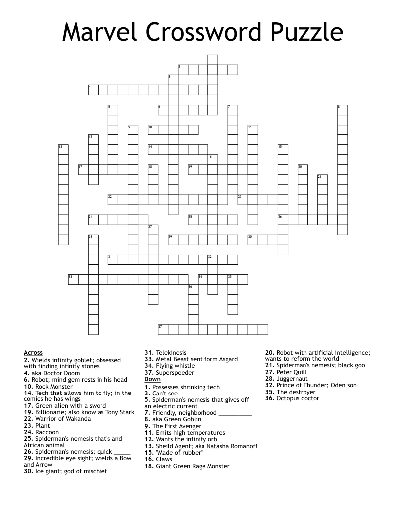 Marvel Crossword Puzzle