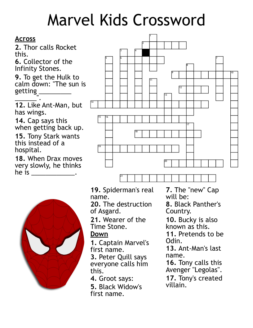 Marvel Kids Crossword