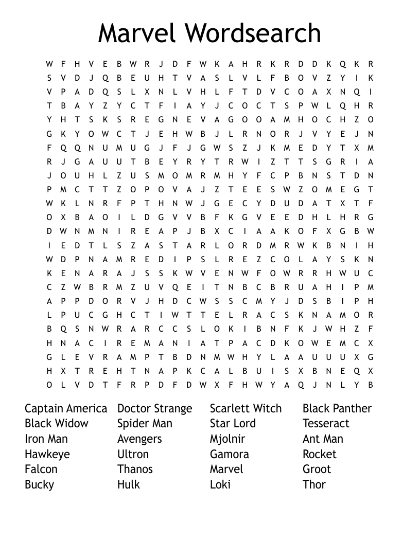 Marvel Wordsearch