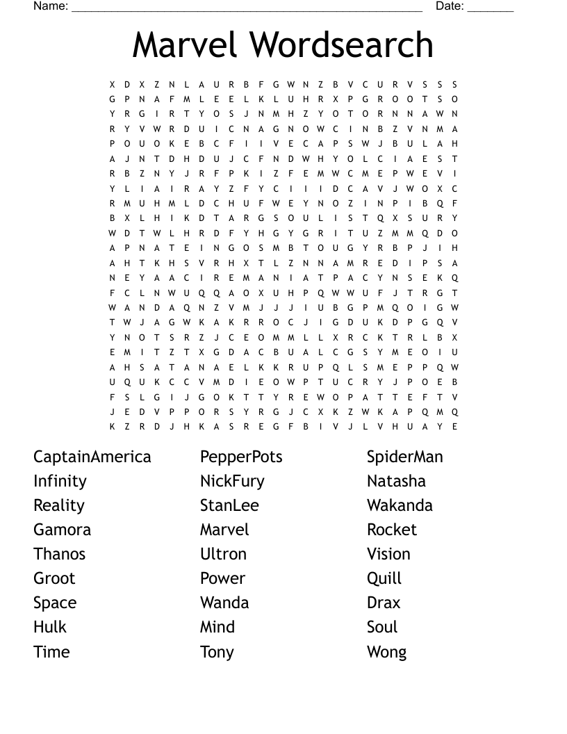 Marvel Wordsearch