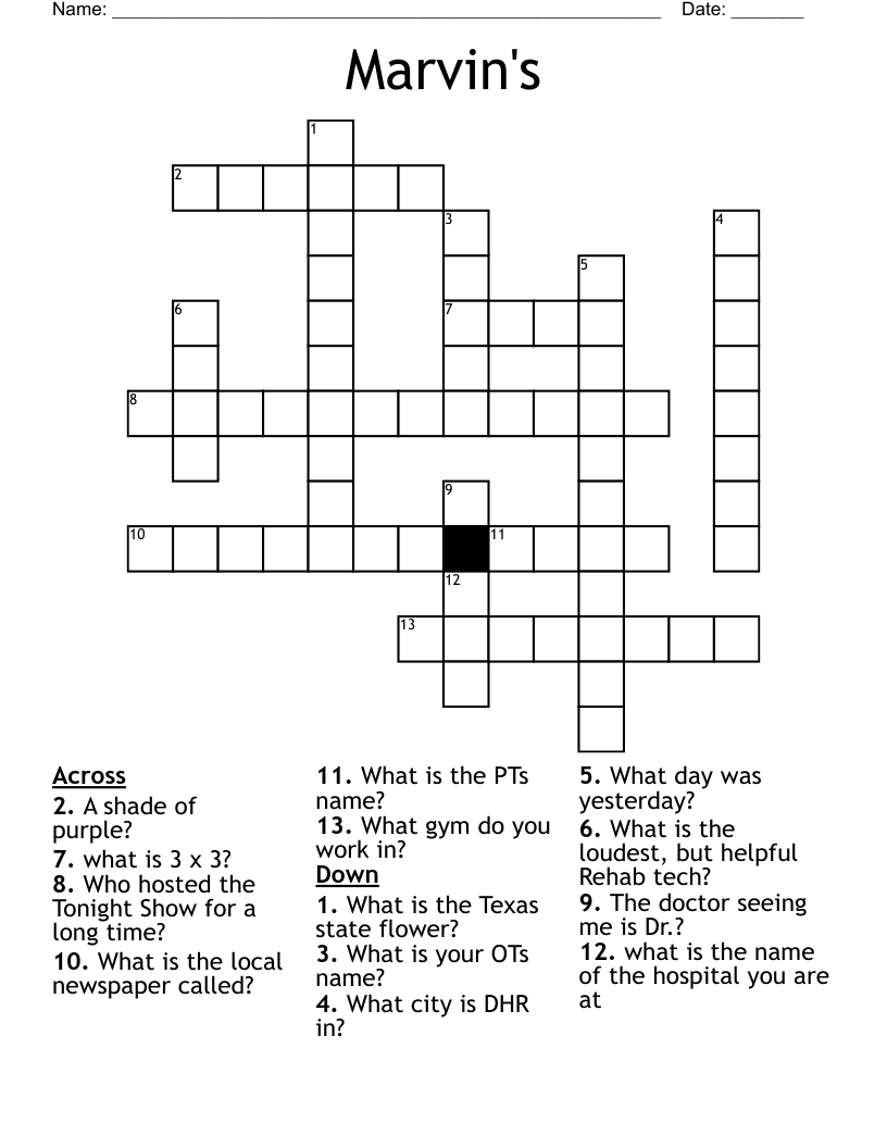 Marvin's Crossword