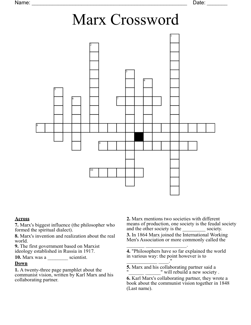 Marx Crossword