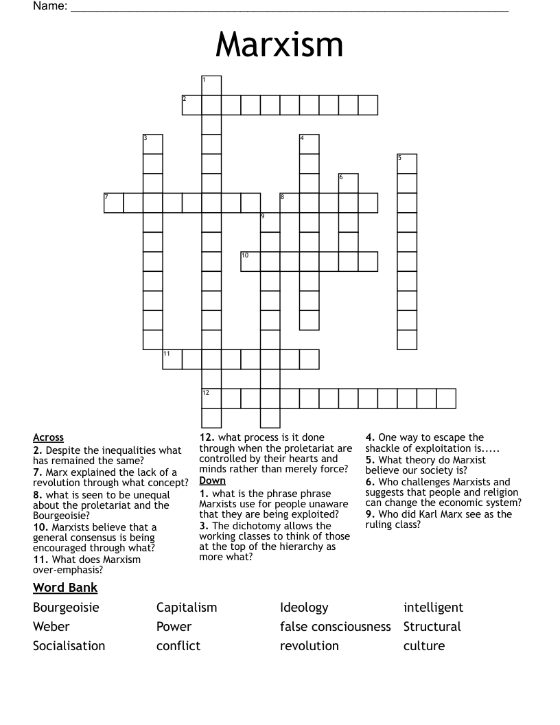 Marxism Crossword