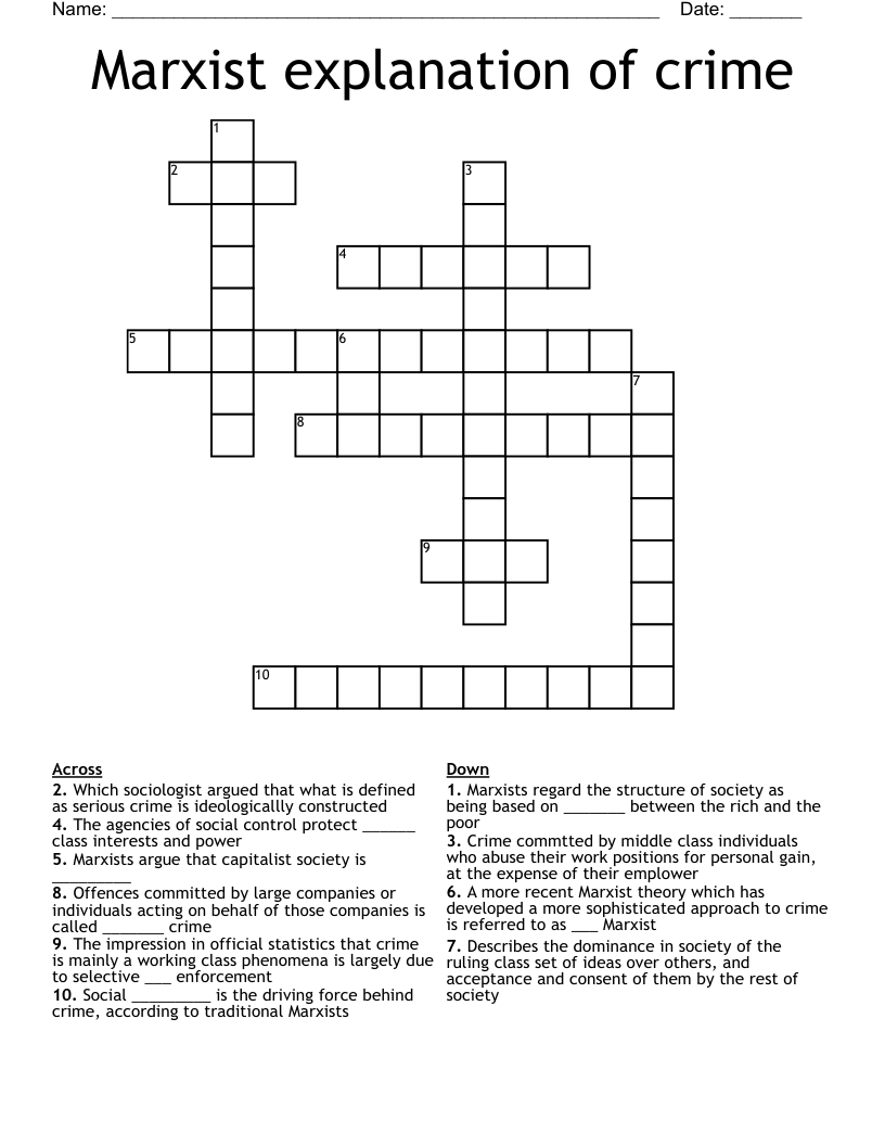 Marxist explanation of crime Crossword