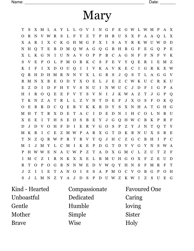 Mary Word Search
