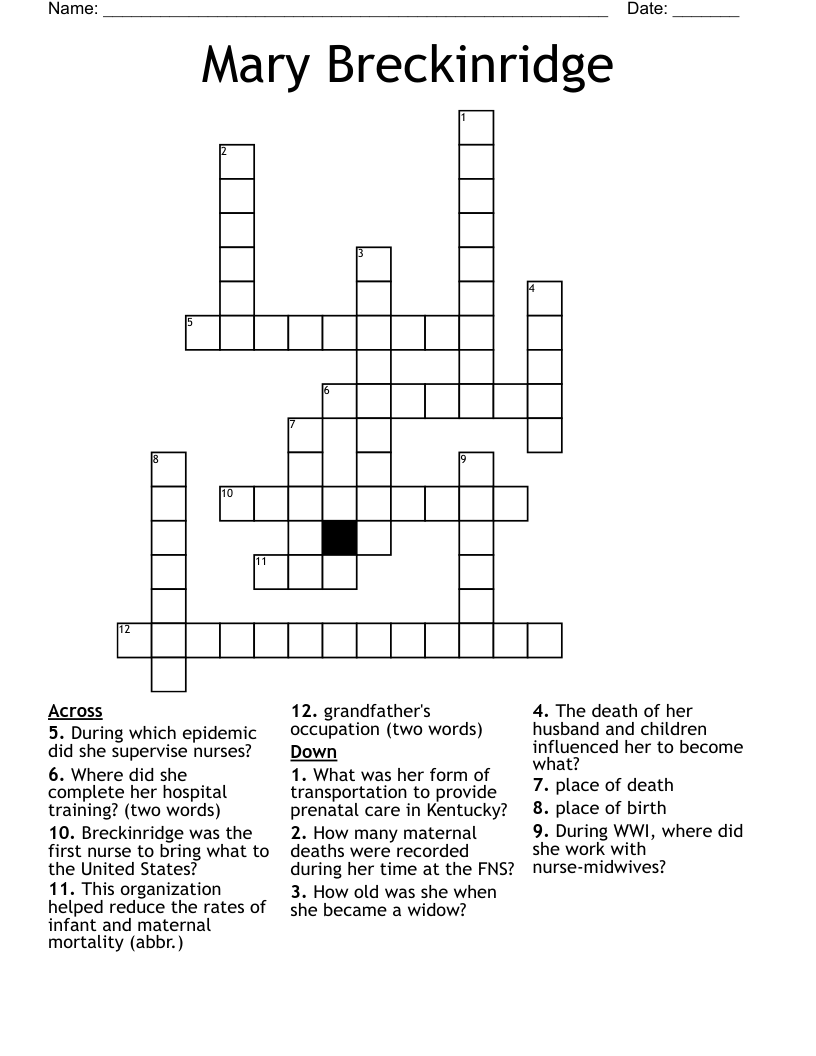 Mary Breckinridge Crossword