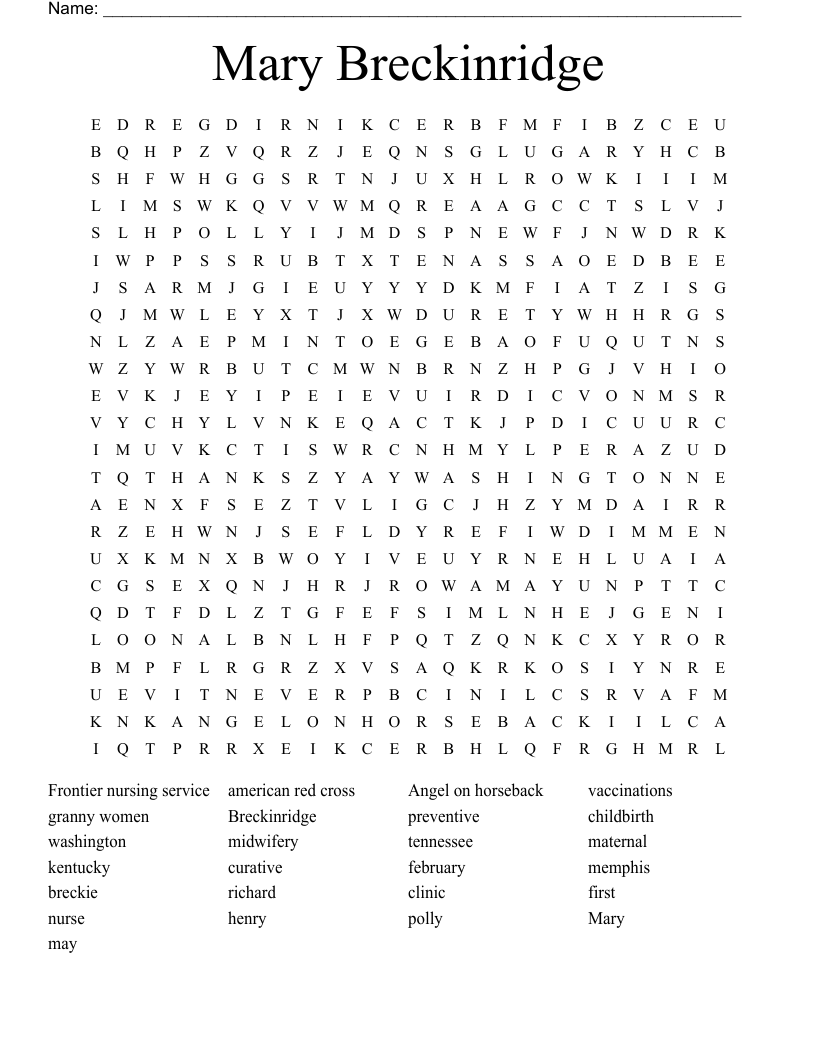 Mary Breckinridge Word Search