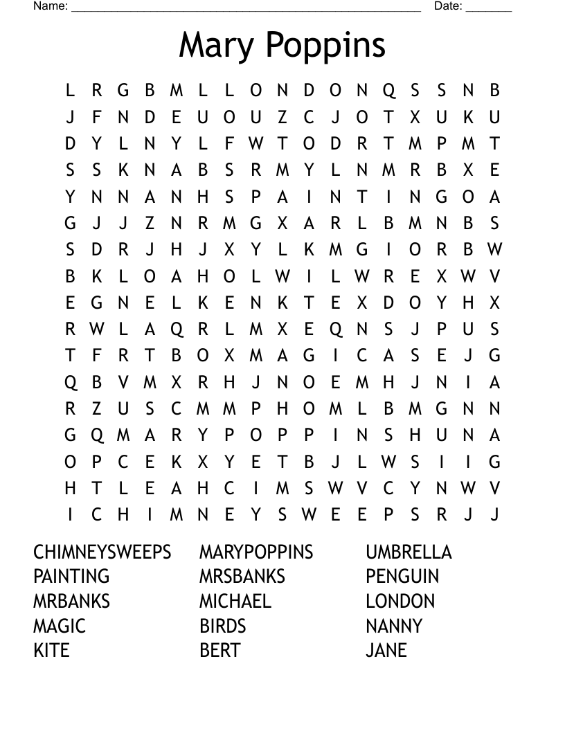 Mary Poppins Word Search