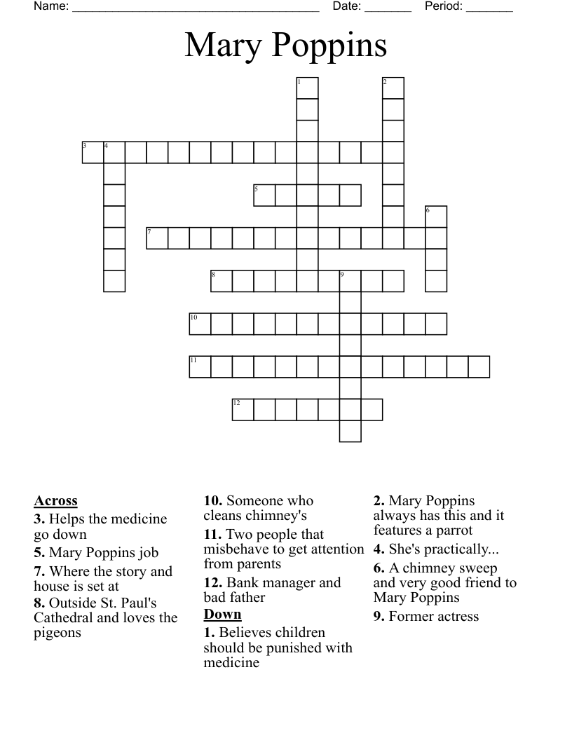 Mary Poppins Crossword