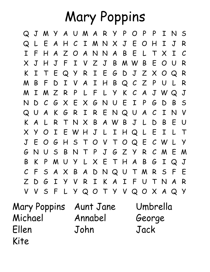 Mary Poppins  Word Search