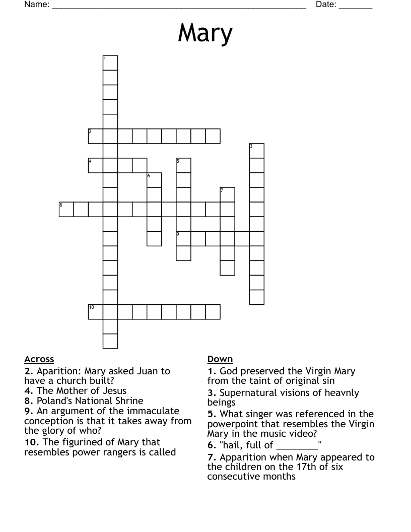 Mary  Crossword