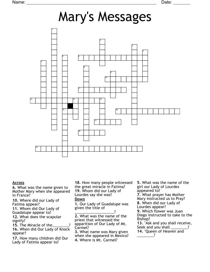 Mary's Messages Crossword