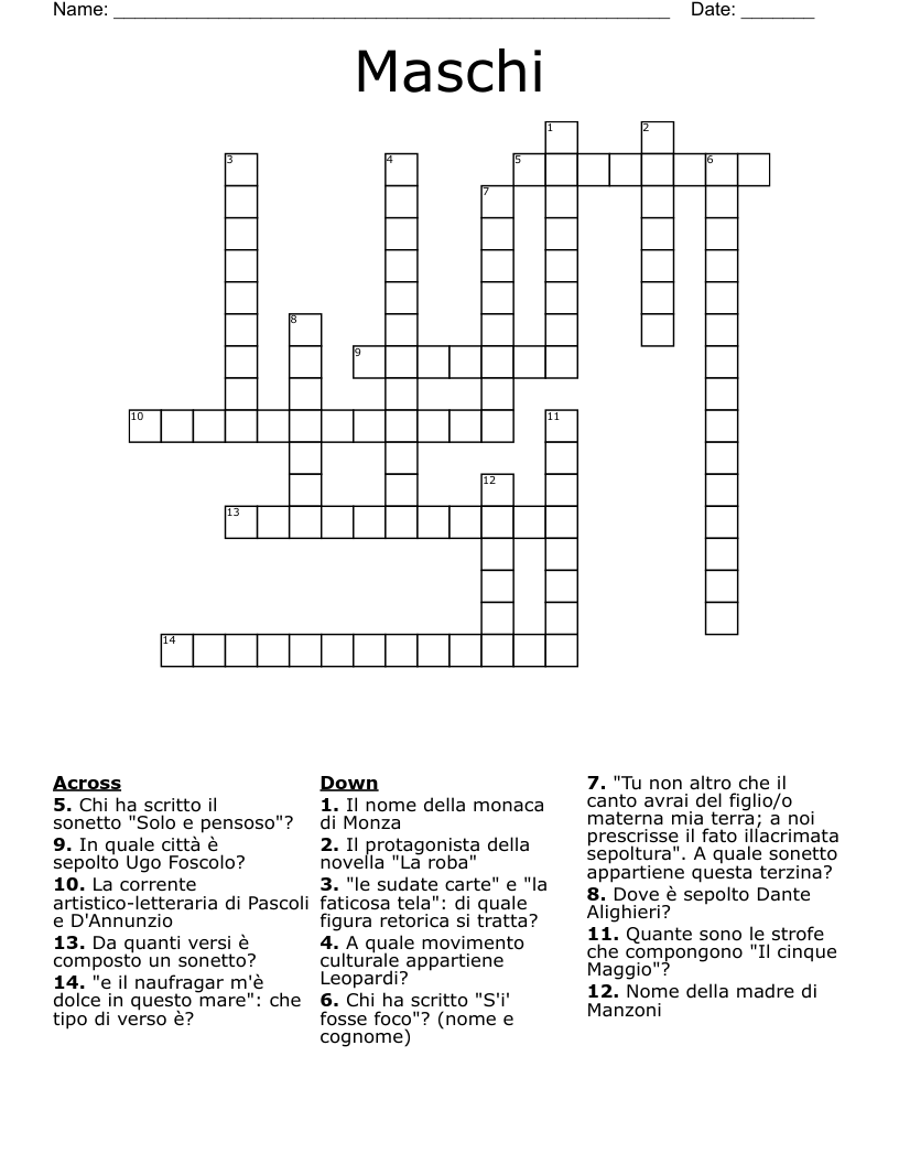 Maschi Crossword