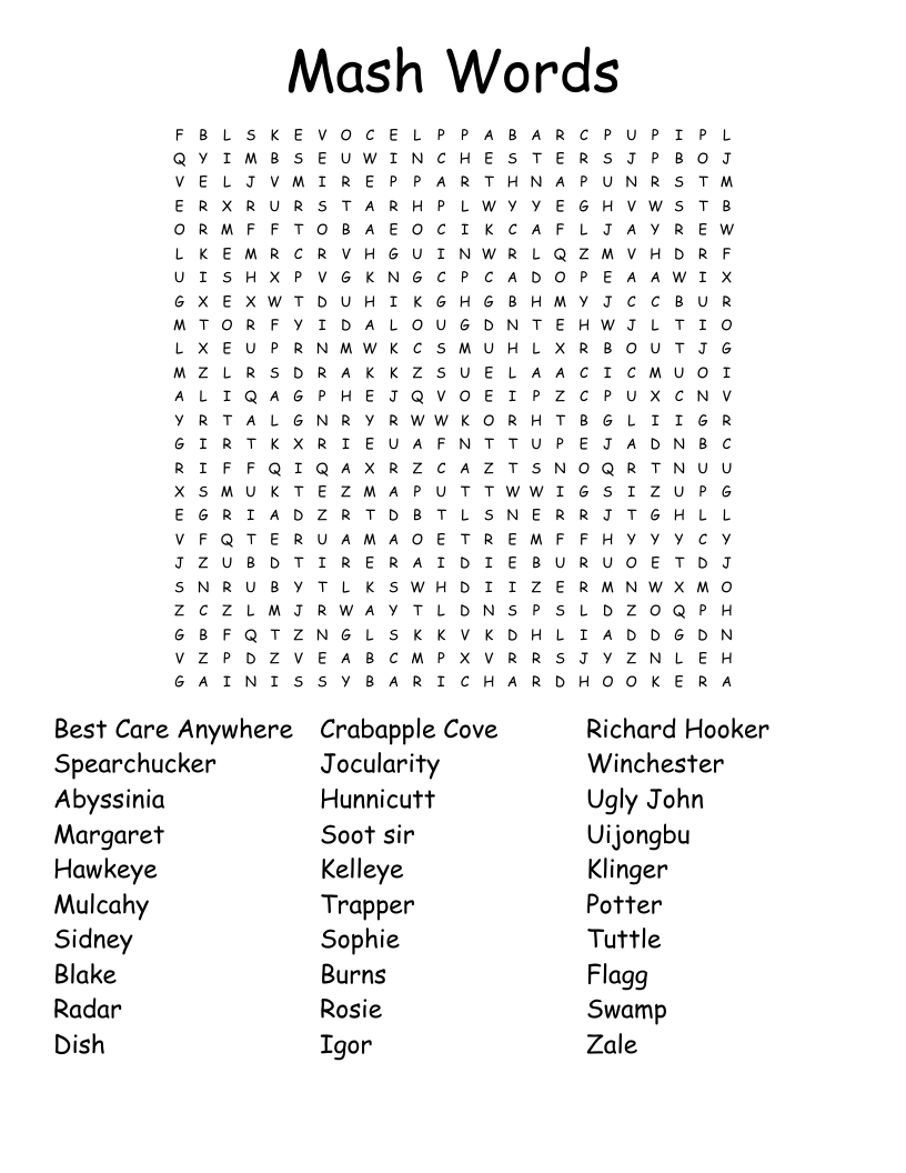 Mash Words Word Search