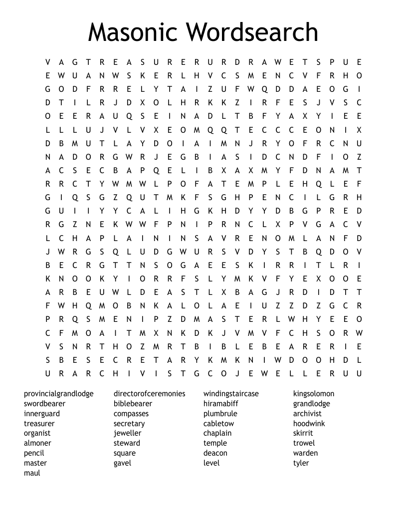 Masonic Wordsearch