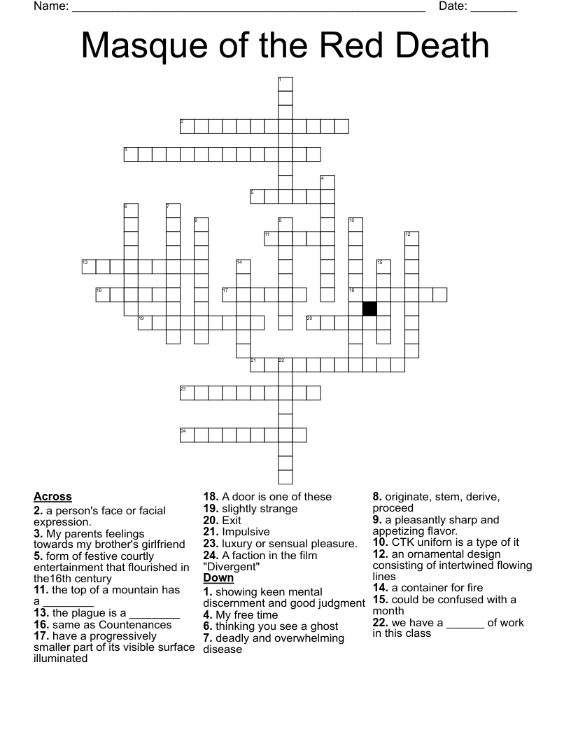 Masque of the Red Death Crossword