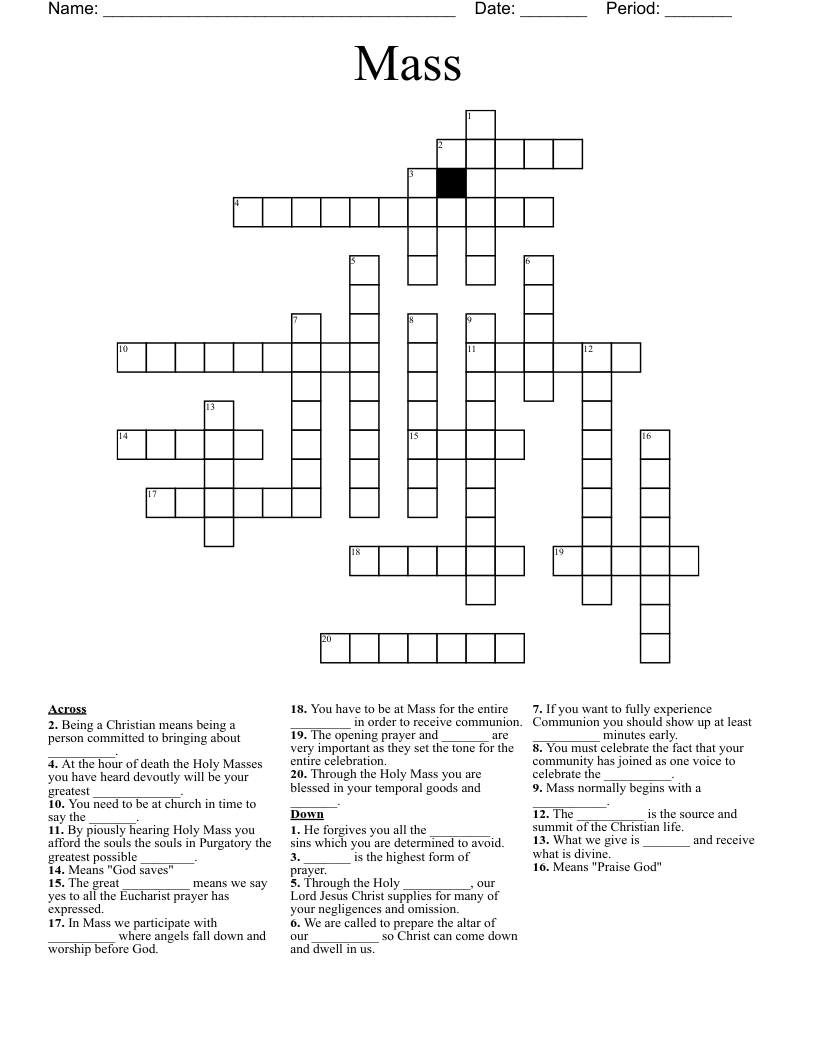 Mass Crossword