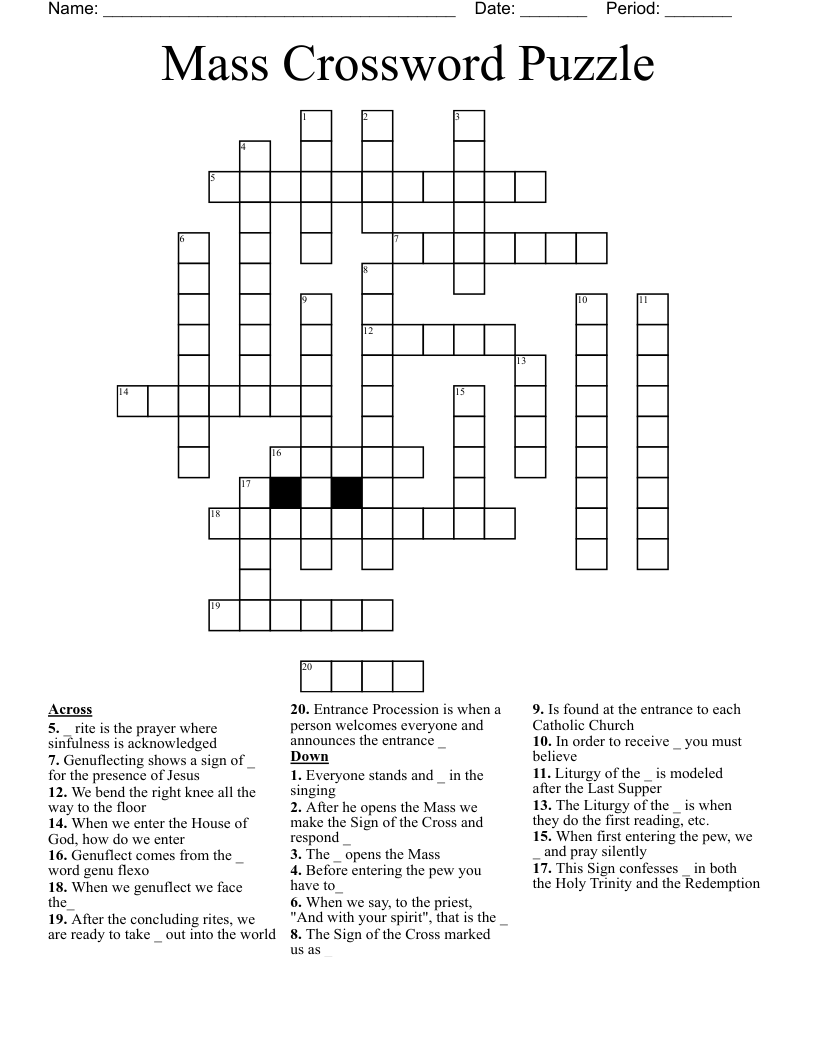 Mass Crossword Puzzle