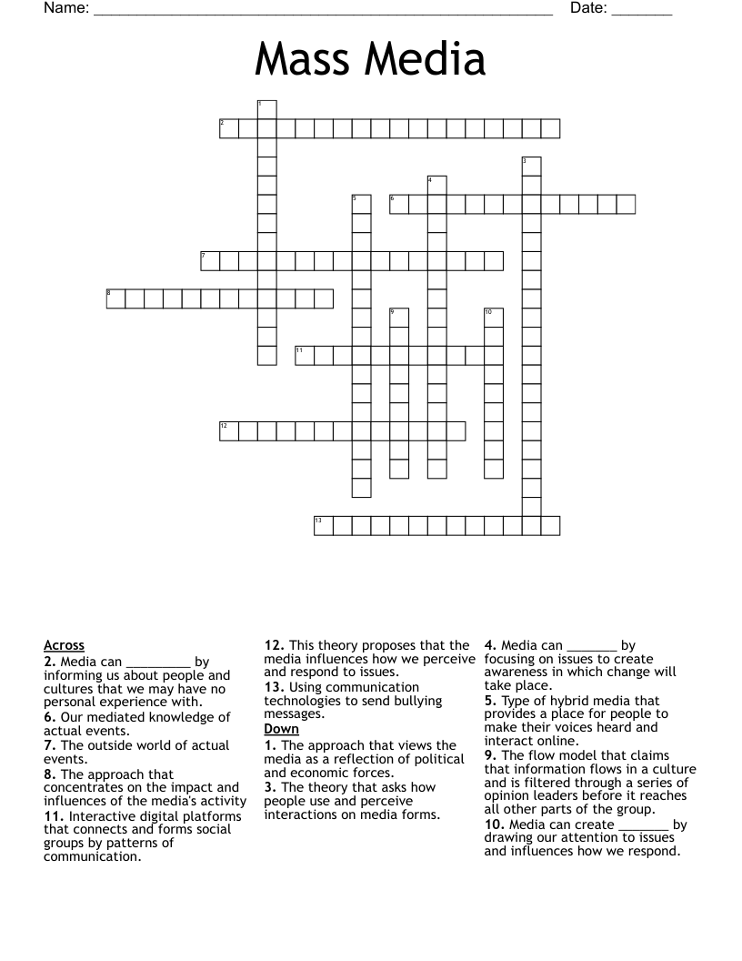 Mass Media  Crossword