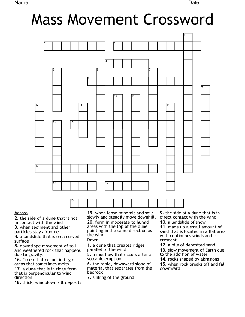 Mass Movement Crossword