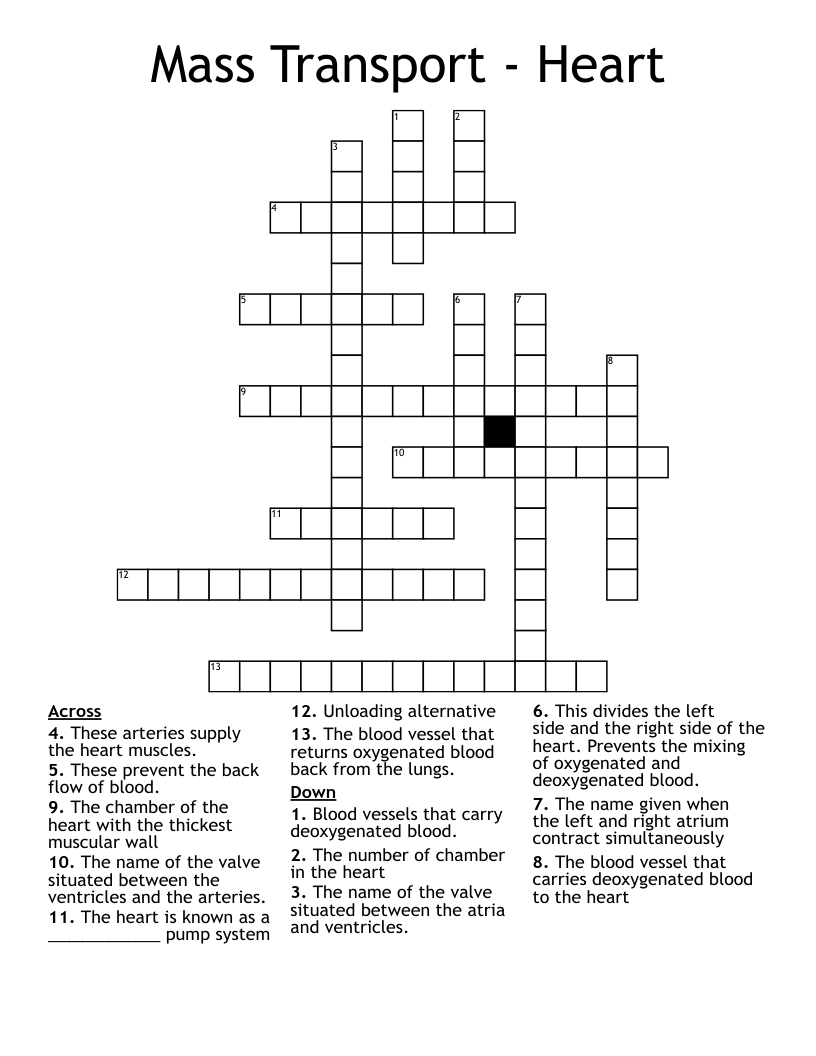 Mass Transport - Heart Crossword